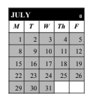 District School Academic Calendar for Middle School Alternative Prog for July 2024