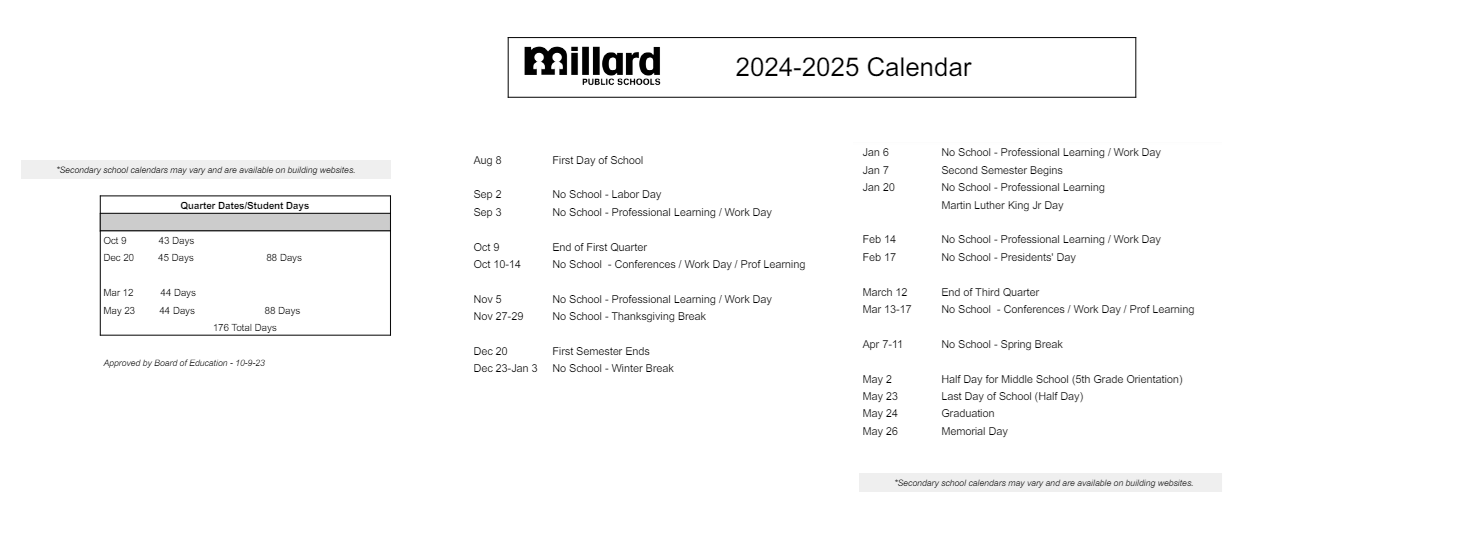 District School Academic Calendar Key for Middle School Alternative Prog