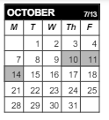 District School Academic Calendar for Middle School Alternative Prog for October 2024