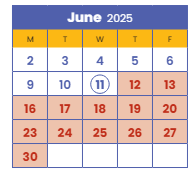 District School Academic Calendar for Green Central Park Elementary for June 2025