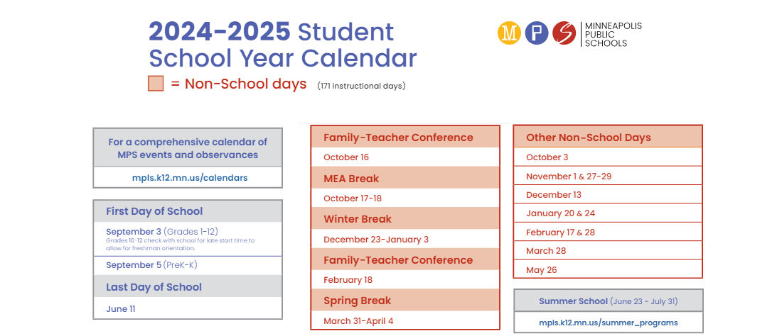 District School Academic Calendar Key for Shelters