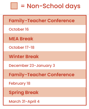 District School Academic Calendar Legend for Lyndale Elementary