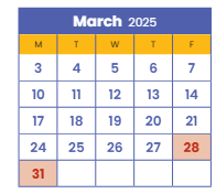 District School Academic Calendar for Shelters for March 2025