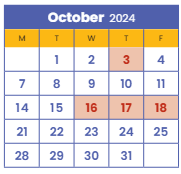 District School Academic Calendar for Shelters for October 2024