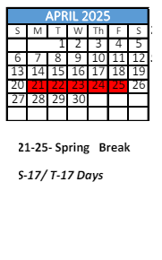 District School Academic Calendar for Er Dickson Elementary School for April 2025