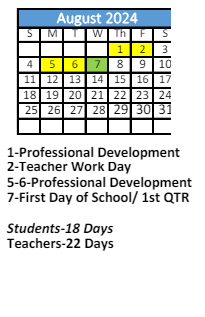 District School Academic Calendar for Robert E Lee Intermediate Elementary School for August 2024