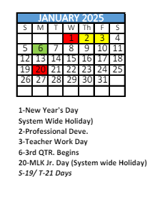 District School Academic Calendar for Er Dickson Elementary School for January 2025