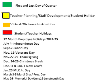 District School Academic Calendar Legend for Er Dickson Elementary School