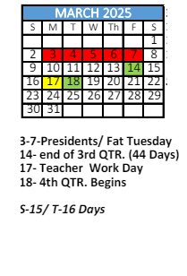 District School Academic Calendar for Mary G Montgomery High School for March 2025