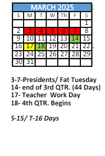 District School Academic Calendar for DR. Robert W. Gilliard Elementary for March 2025