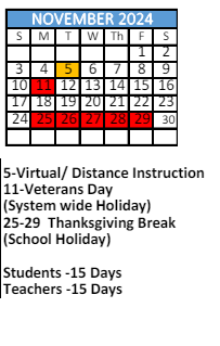 District School Academic Calendar for Er Dickson Elementary School for November 2024