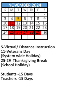 District School Academic Calendar for Old Shell Creative Performing Art for November 2024