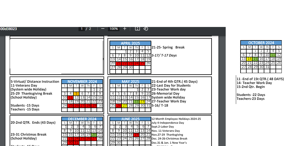 District School Academic Calendar for Chickasaw School Of Mathematics And Science for October 2024