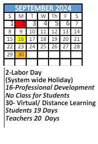 District School Academic Calendar for Er Dickson Elementary School for September 2024