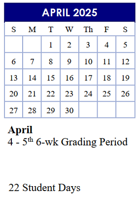 District School Academic Calendar for Arlington Heights Elementary School for April 2025