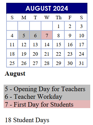 District School Academic Calendar for Arlington Heights Elementary School for August 2024