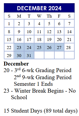 District School Academic Calendar for Arlington Heights Elementary School for December 2024