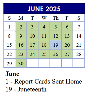 District School Academic Calendar for Arlington Heights Elementary School for June 2025