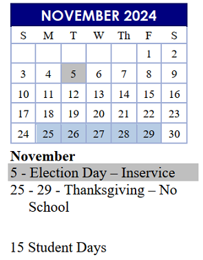 District School Academic Calendar for Arlington Heights Elementary School for November 2024