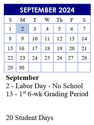 District School Academic Calendar for Arlington Heights Elementary School for September 2024