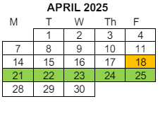 District School Academic Calendar for Eastmont Intermediate for April 2025