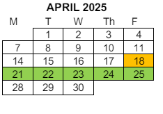 District School Academic Calendar for Bell Gardens Intermediate for April 2025