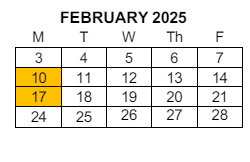 District School Academic Calendar for La Merced Intermediate for February 2025