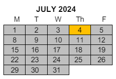 District School Academic Calendar for Schurr High for July 2024