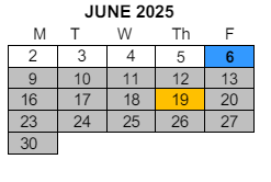 District School Academic Calendar for Montebello Intermediate for June 2025
