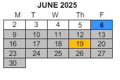 District School Academic Calendar for Washington Elementary for June 2025