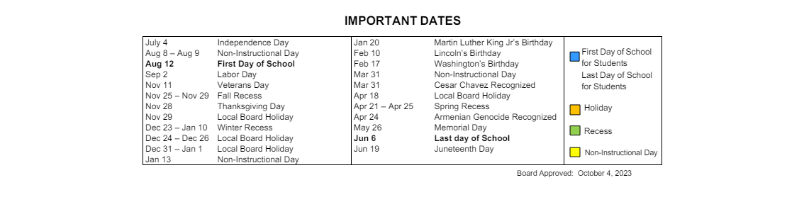 District School Academic Calendar Key for Washington Elementary