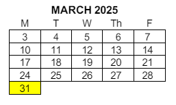 District School Academic Calendar for Rosewood Park Elementary for March 2025