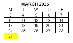 District School Academic Calendar for Suva Intermediate for March 2025