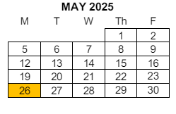 District School Academic Calendar for Bell Gardens Elementary for May 2025