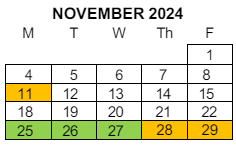 District School Academic Calendar for Bell Gardens Intermediate for November 2024