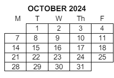 District School Academic Calendar for Wilcox Elementary for October 2024