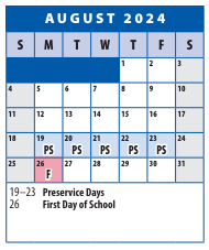 District School Academic Calendar for Roscoe R. Nix Elementary for August 2024