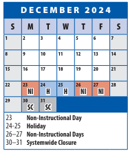 District School Academic Calendar for Roscoe R. Nix Elementary for December 2024