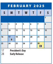 District School Academic Calendar for Roscoe R. Nix Elementary for February 2025