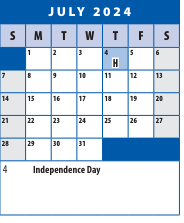 District School Academic Calendar for Roscoe R. Nix Elementary for July 2024
