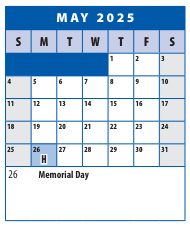 District School Academic Calendar for Roscoe R. Nix Elementary for May 2025