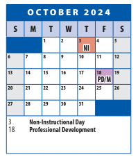 District School Academic Calendar for Roscoe R. Nix Elementary for October 2024