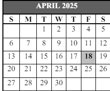 District School Academic Calendar for Fisher Es for April 2025