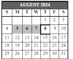 District School Academic Calendar for Fisher Es for August 2024