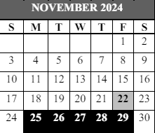 District School Academic Calendar for Fisher Es for November 2024