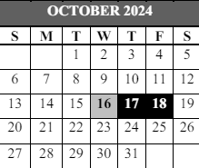 District School Academic Calendar for Fisher Es for October 2024