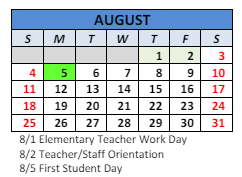 District School Academic Calendar for Paul Hadley Middle Sch for August 2024