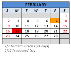 District School Academic Calendar for Paul Hadley Middle Sch for February 2025
