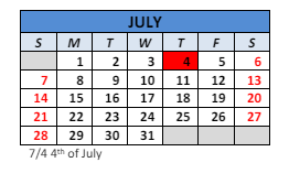 District School Academic Calendar for Paul Hadley Middle Sch for July 2024