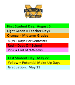 District School Academic Calendar Legend for Paul Hadley Middle Sch